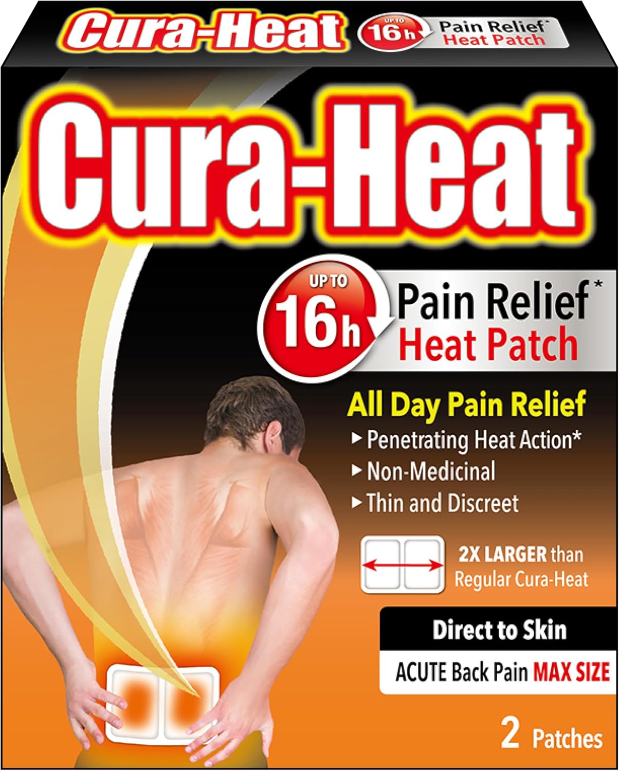Cura-Heat Back Pain Max Size Direct-To-Skin, Pack Of 6