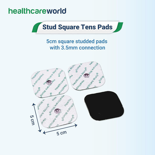 Tens Ems Electrode Pads With 3.5Mm Stud For Tens Machines Suitable For Beurer Sanitas And Many More Devices By Healthcare World – Pack Of 12