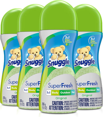 Snuggle Scent Shakes In-Wash Scent Booster Laundry Beads, Superfresh Original, 3In1 Odor Elimination, 9 Ounces, Pack Of 4