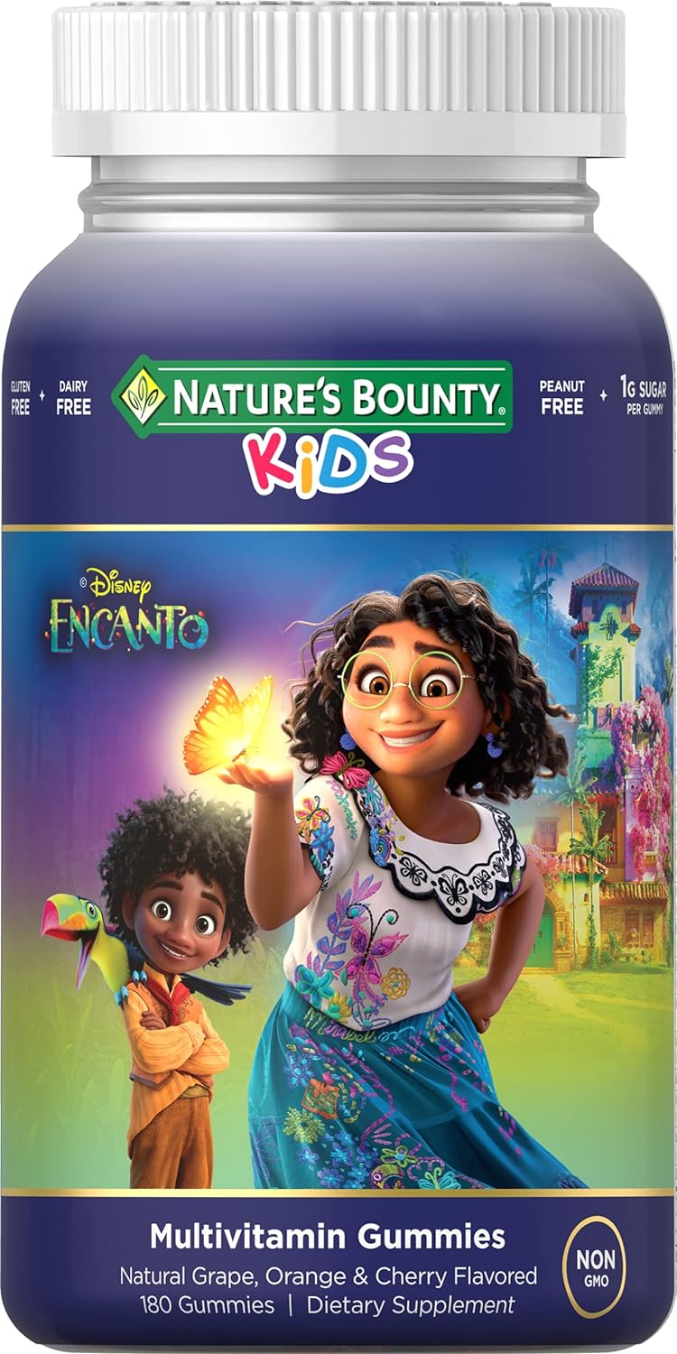 Nature'S Bounty Kids Multivitamin Gummies Disney Encanto, Natural Grape, Orange & Cherry Flavored, Vitamins A, C, D, E, And Select B Vitamins, 180 Gummies