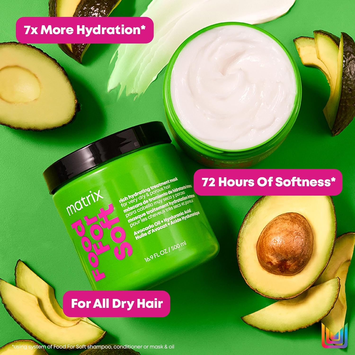 Matrix Food For Soft Hair Mask | Rich Hydrating Treatment Mask for Dry & Brittle Hair | Moisturizes, Softens, & Smooths | With Avocado Oil & Hyaluronic Acid | 16.9 Fl. Oz : Beauty & Personal Care