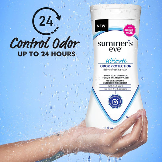 Summer'S Eve, Ultimate Odor Control, Feminine Body Wash With Boric Acid, Removes Odor, Feminine Wash With Ph Balance, 15 Fl Oz