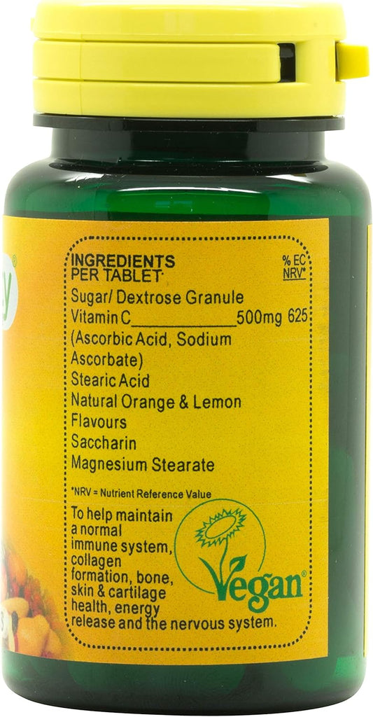 Veganicity Tasty C 500Mg : Antioxidant Vitamin C Supplement - 30 Vegan Tablets, In A Planet-Friendly 99% Recycled Pot