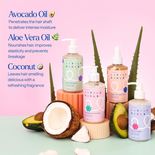 Only Curls Little Bundle – Full-Size 200Ml Curly Kids Haircare Set – Detangle, Nourish & Define With Ease – Simple Tangle-Free Haircare Routine For Kids With Curly Hair