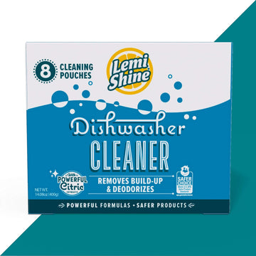 Lemi Shine Natural Dishwasher Cleaner Powered By Citric Acid | 100% Guaranteed Hard Water Cleaner | Eco-Friendly Dishwasher Cleaner And Deodorizer With Fresh Lemon Scent (8 Count)