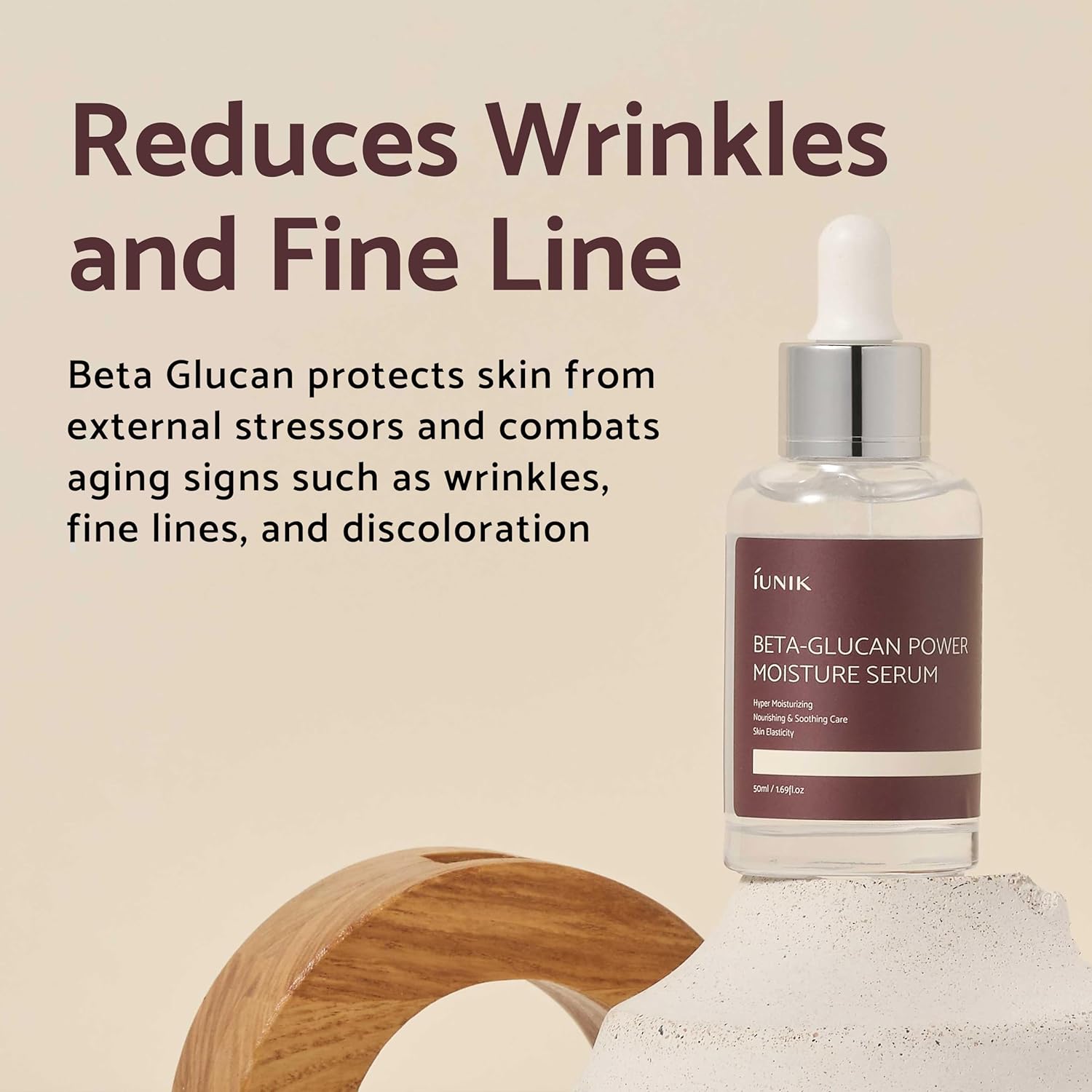 Iunik Beta-Glucan Power Deep Moisture Vegan Serum 400,000 Ppm Intense Hydration Mushroom Yeast Extracts Naturally-Derived - Dry Mature Sagging Sensitive Skin Cell Regenerating Lifting Korean Skincare