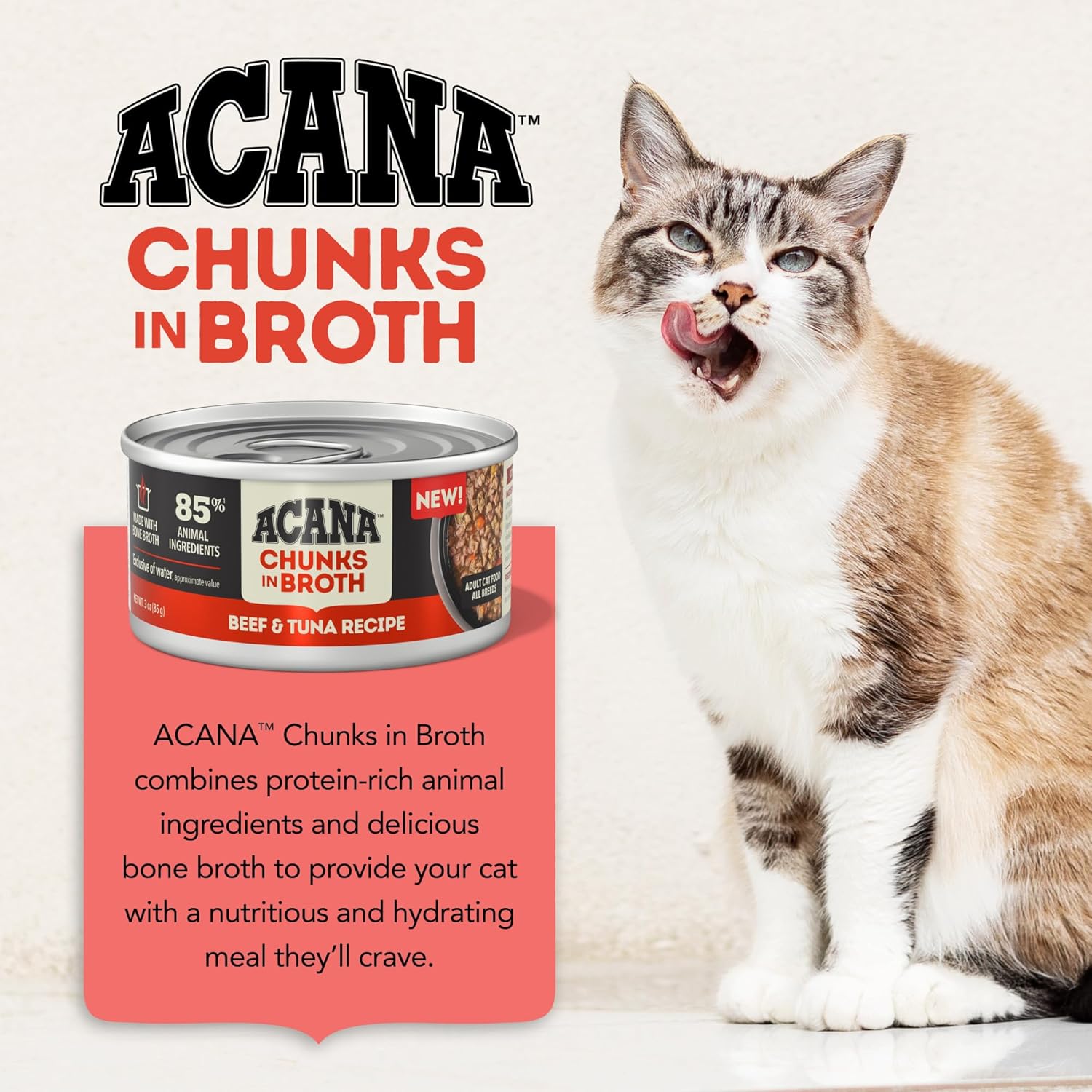 ACANA Chunks in Broth Beef & Tuna Recipe, 3oz : Pet Supplies