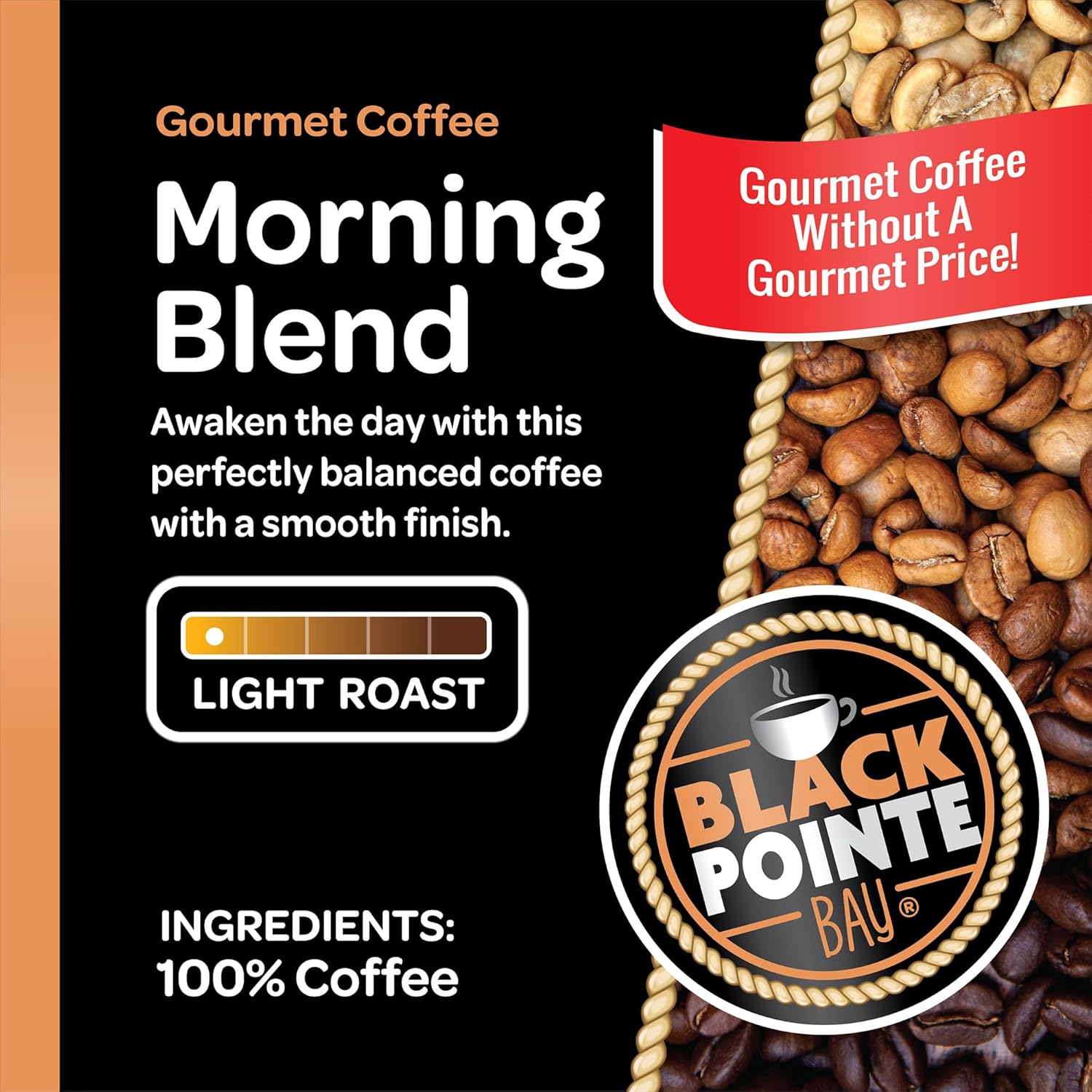 Black Pointe Bay Coffee, Morning Blend, Light Roast, 42 Count Single Serve Coffee Pods for Keurig K-Cup Brewers