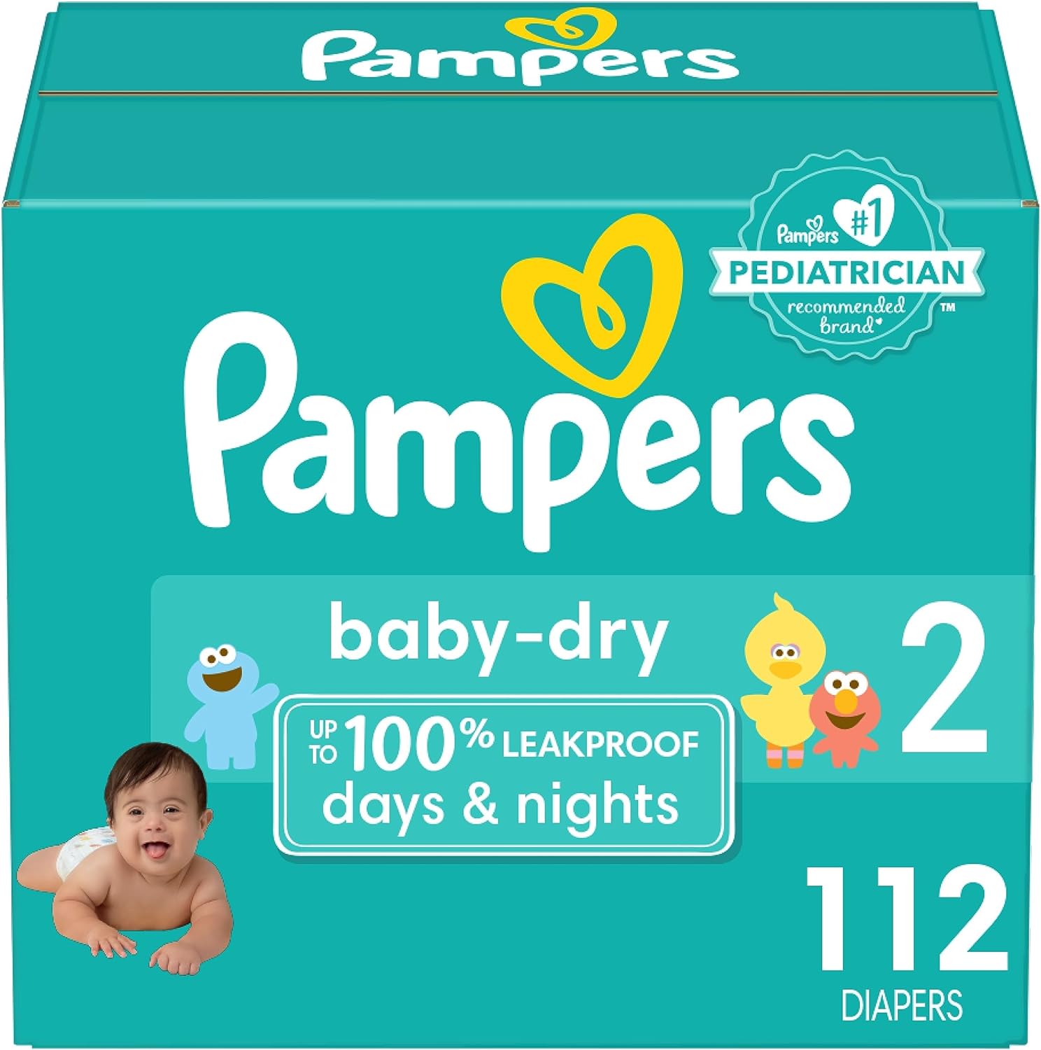 Pampers Baby Dry Diapers - Size 2, 112 Count, Absorbent Disposable Diapers