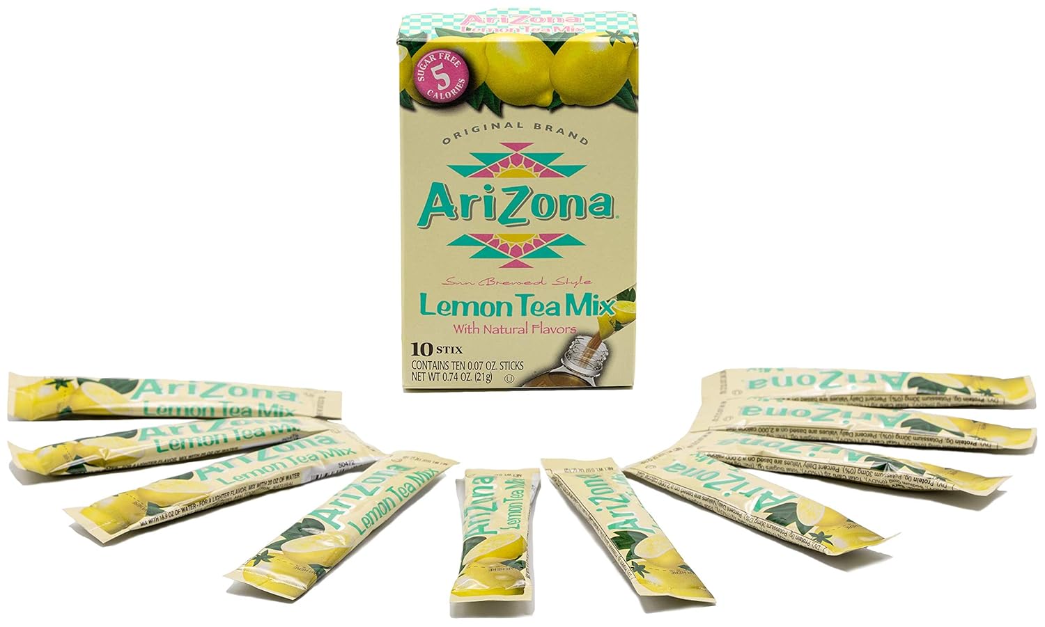 Arizona Lemon Iced Tea Stix Sugar Free, 10 Count Per Box (Pack Of 12), Low Calorie Single Serving Drink Powder Packets, Just Add Water For A Deliciously Refreshing Iced Tea Beverage