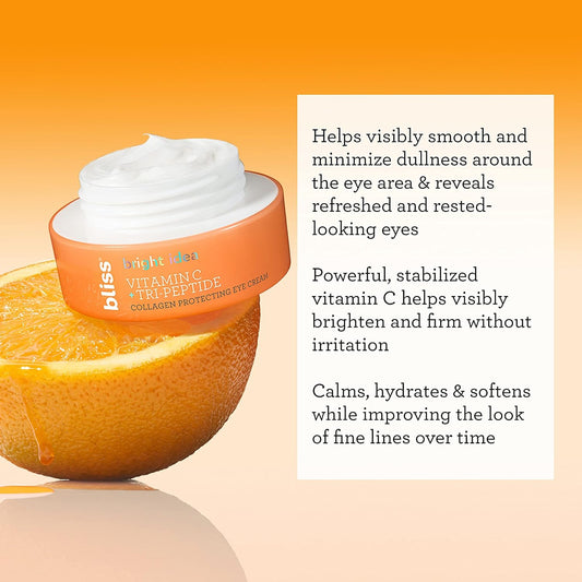 Bliss Bright Idea Vitamin C Tri-Peptide Brightening Eye Cream And Moistuizer- Brightens Skin- Diminishes Dark Spots- Illuminating Face Cream With Peptides