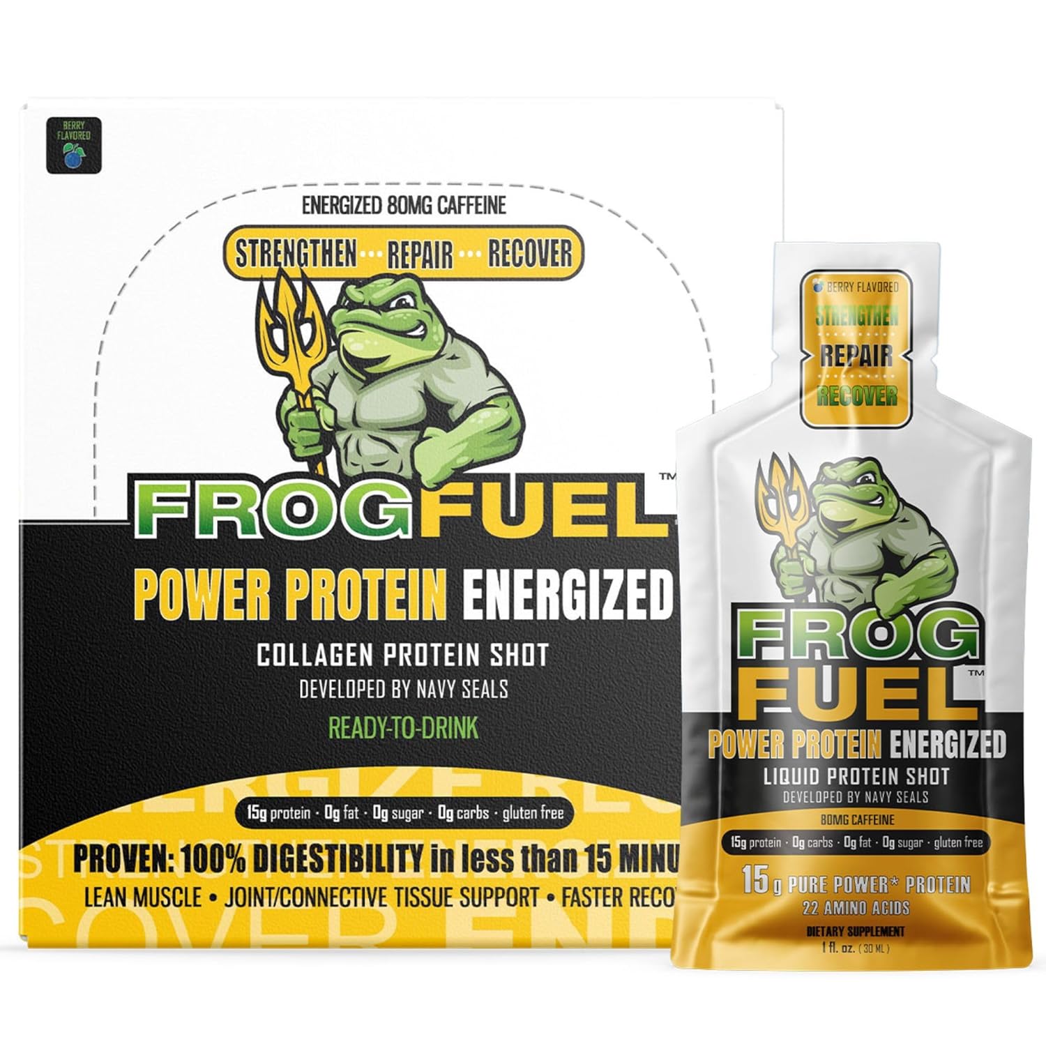 Frog Fuel Power Energized Complete Protein Shot, 15g Protein Nano-Hydr