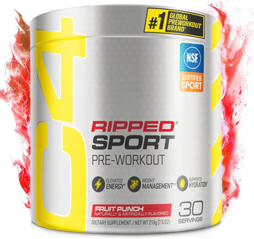 C4 Ripped Sport Pre Workout Powder Fruit Punch - Nsf Certified For Sport + Sugar Free Preworkout Energy Supplement For Men & Women | 135Mg Caffeine | 30 Servings