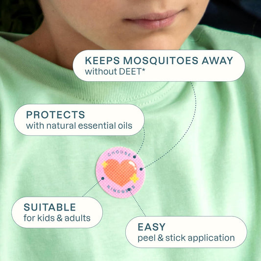 Cliganic Mosquito Repellent Stickers (90 Pack) - Positive Vibes Patches For Kids, Natural Deet-Free, Essential Oil Infused