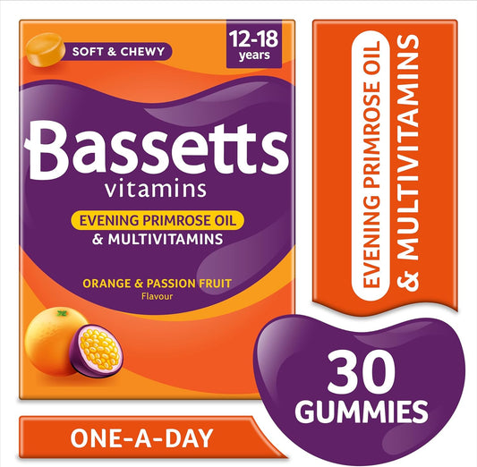 Bassetts Vitamins 12-18 Years Evening Primrose Oil Orange & Passion Fruit Flavour Multivitamins 30 Gummies