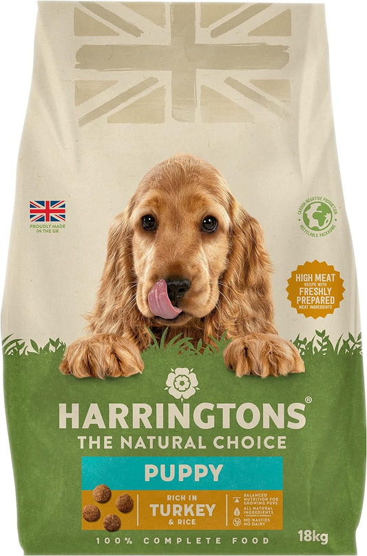 Harringtons Complete Puppy Dry Dog Food Turkey & Rice 18kg - Made with All Natural Ingredients?HARRPUP-18