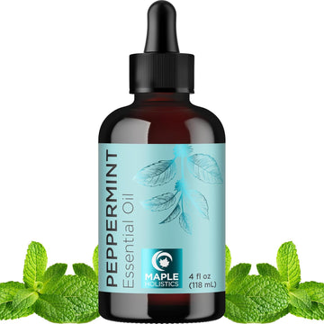 Peppermint Essential Oil For Diffuser Aromatherapy - 100% Pure Peppermint Oil For Hair Skin And Nails Plus Undiluted Refreshing Aromatherapy Essential Oil For Diffusers Baths And Topical Uses 4Oz