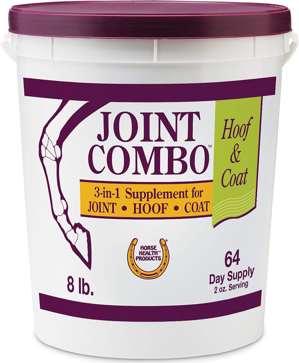 Farnam Horse Health Joint Combo Hoof & Coat, Convenient 3-In-1 Horse Joint Supplement Provides Complete Joint, Hoof And Coat Care, 8 Lb., 64 Day Supply