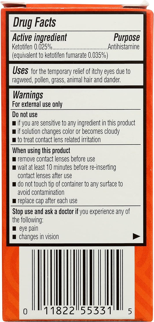 Rite Aid Eye Itch Relief Antihistamine Eye Drops, Original Prescription Strength, 0.34 fl oz | Allergy Eye Drops for Itchy & Watery Eyes | 12 Hours of Itch Relief | Ages 3 Years and Older