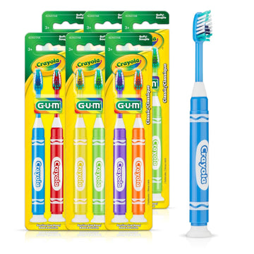 Gum Crayola Marker Children’S Toothbrush, Soft Bristled Kids’ Toothbrush Set Age 5+, Suction Cup Base, 2Ct (6Pk)