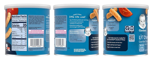 Gerber Lil Crunchies Variety Pack, 2 Garden Tomato, 2 Apple Sweet Potato, 2 Mild Cheddar, 1.48 Oz Each (6 Ct)