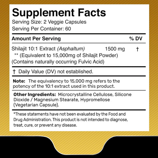 Himalayan Shilajit Capsules For Men 120 Count - 1500Mg - Shilajit For Men, Pure Shilajeet For Women With Naturally Occuring Fulvic Acid - Shilajet Supplement For Enhanced Energy And Immune Support