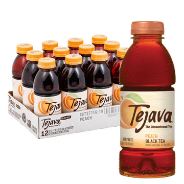 Tejava Unsweetened Peach Iced Tea, 16.9 Ounce Pet Bottles, Natural, Non-Gmo-Verified, Rainforest Alliance-Certified (12 Pack)