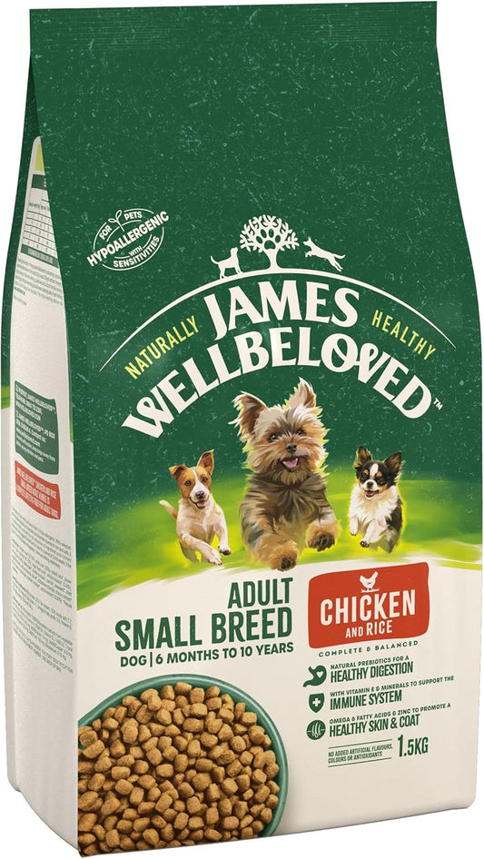 James Wellbeloved Adult Small Breed Chicken and Rice 1.5 kg Bag, Hypoallergenic Dry Dog Food?unit437337
