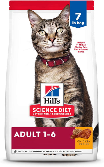 Hill'S Science Diet Adult 1-6, Adult 1-6 Premium Nutrition, Dry Cat Food, Chicken Recipe, 7 Lb Bag