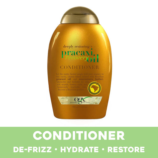 Ogx Deeply Restoring + Pracaxi Recovery Oil Antifrizz Conditioner With Murumuru Butter To Intensely Hydrate Curly Wavy Hair Sulfatefree Surfactants For Colortreated Hair, 13 Fl Oz