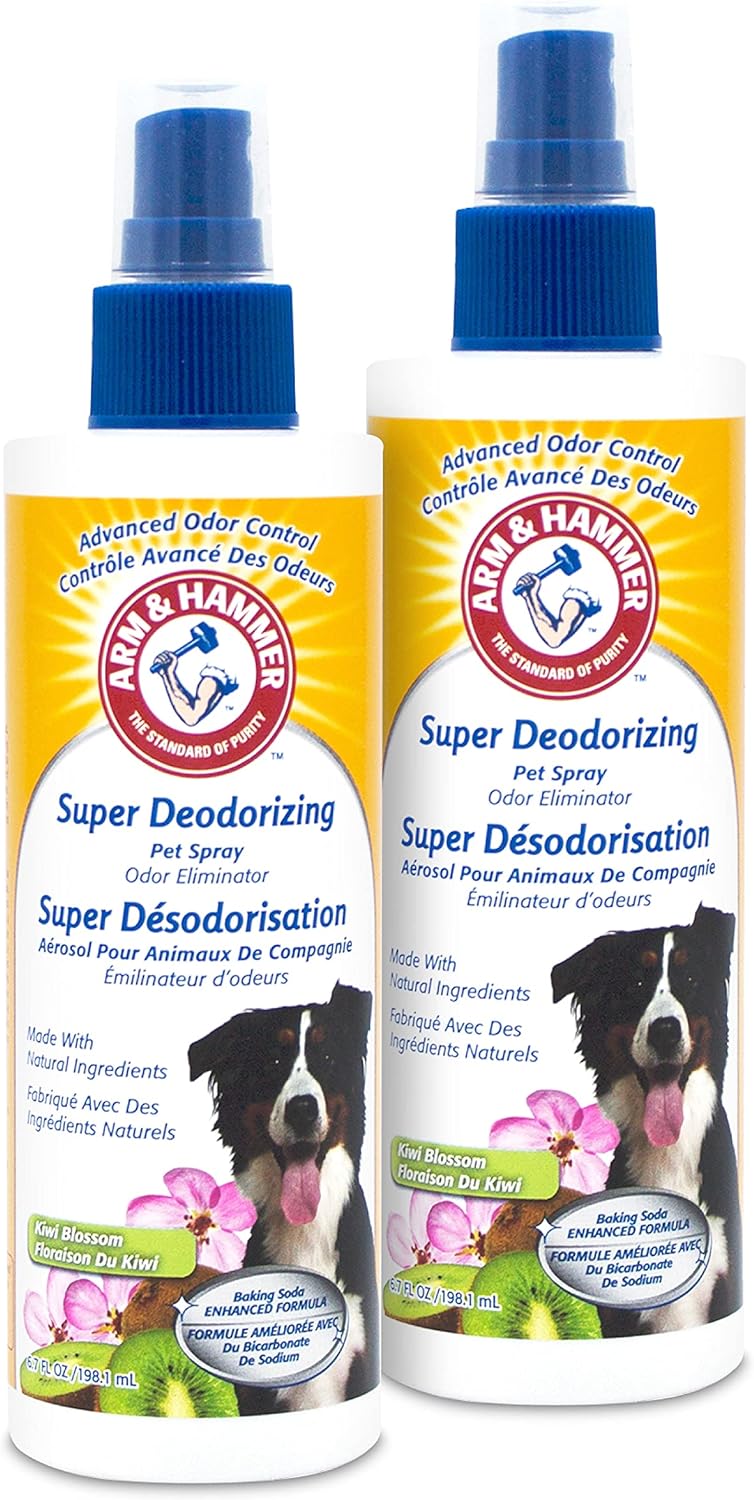 Arm & Hammer for Dogs Super Deodorizing Spray for Dogs | Best Odor Eliminating Spray for All Dogs & Puppies | Fresh Kiwi Blossom Scent That Smells Great, 6.7 Ounces -2 Pack (FF9367AMZ2)