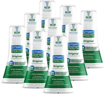 Smartmouth Original Activated Mouthwash - Adult Mouthwash For Fresh Breath - Oral Rinse For 24-Hour Bad Breath Relief With Twice Daily Use - Fresh Mint Flavor, 16 Fl Oz (9 Pack)