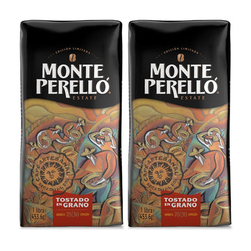 Monte Perelló, 16 oz Bag (1 LB/ 453.6 g), Whole Bean Coffee, Medium Roast - Product from the Dominican Republic (Pack of 2)