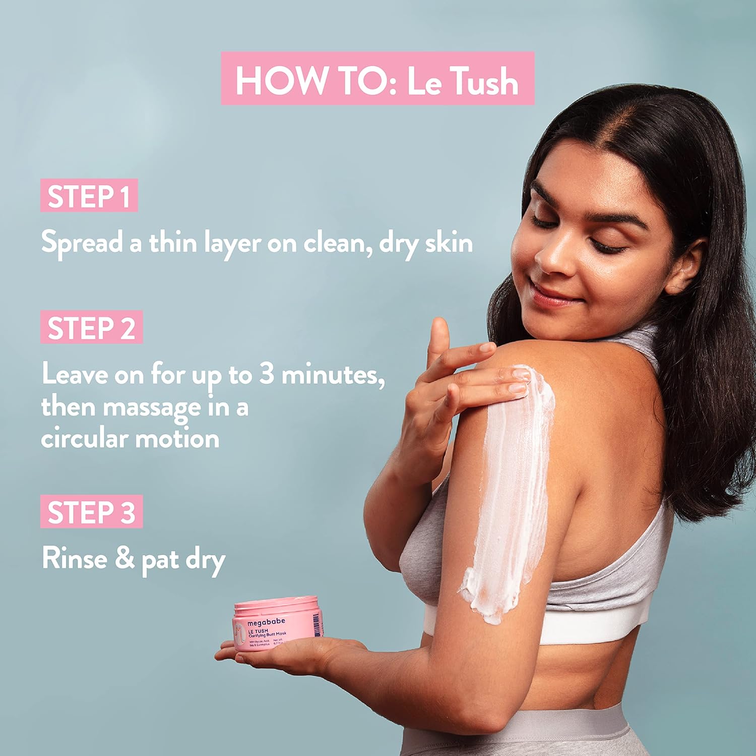 Megababe Butt & Body Acne Mask - Le Tush | Clarifying, Exfoliating & Hydrating | 6.7 Fl Oz : Beauty & Personal Care