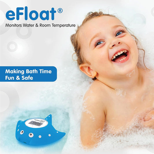 Elepho eFloat Digital Baby Thermometer for Bathtub | Accurately Monitors Water & Room Temperature + Acts as Kids Bath Toy | Waterproof Device Alerts When Too Hot or Cold (Blue)