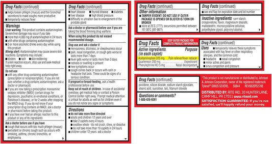 Rite Aid Daytime Severe Sinus Congestion & Pain Relief - Acetaminophen, 325 Mg - 24 Caplets | Multi-Symptom Non-Drowsy | Relief | Cold And Flu | Cold & Sinus Medicine For Adults