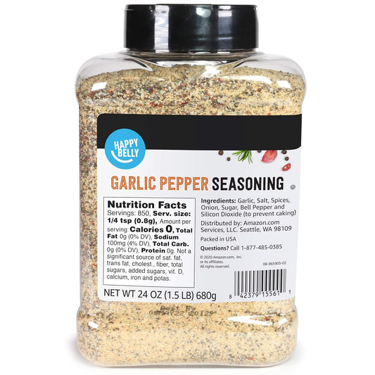 Amazon Brand - Happy Belly Garlic Pepper (Black Pepper, Garlic), 24 ounce
