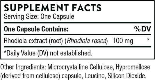 THORNE Rhodiola - Botanical Supplement for Stress Relief - Enhances Sleep, and Mental Focus - 60 Capsules