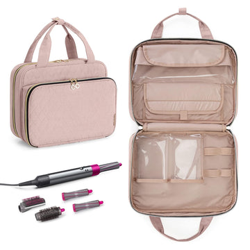 Teamoy Travel Storage Bag Compatible With Dyson Airwrap Complete Styler, Portable Travel Organizer For Airwrap Styler And Attachments, Misty Rose