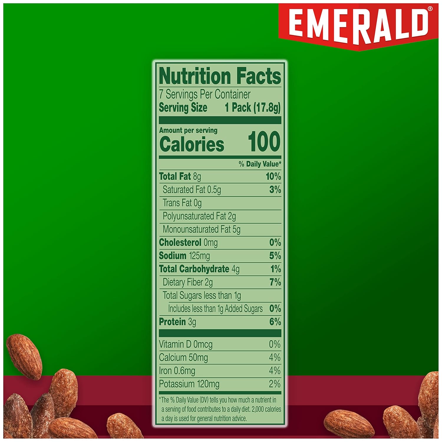 Emerald Nuts Dry Roasted Almonds 7Ct (12-Pack), 100-Calorie Individual Packs, Kosher Certified, Non-Gmo, Contains No Artificial Preservatives, Flavors Or Synthetic Colors