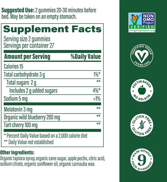 Megafood Melatonin Gummies - Melatonin 3Mg Per Serving To Help Relax & Fall Asleep – For Adults - Berry Flavor, Non-Gmo, Certified Vegan - 54 Gummies (27 Servings)