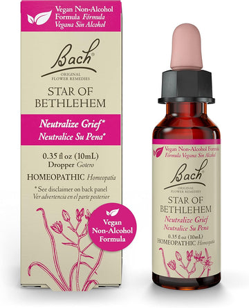 Bach Original Flower Remedies, Star Of Bethlehem For Grief And Shock (Non-Alcohol Formula), Natural Homeopathic Flower Essence, Vegan, 10Ml Dropper