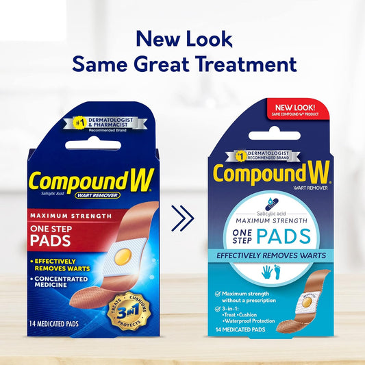 Compound W Wart Remover Maximum Strength One Step Pads, 14 Medicated Pads