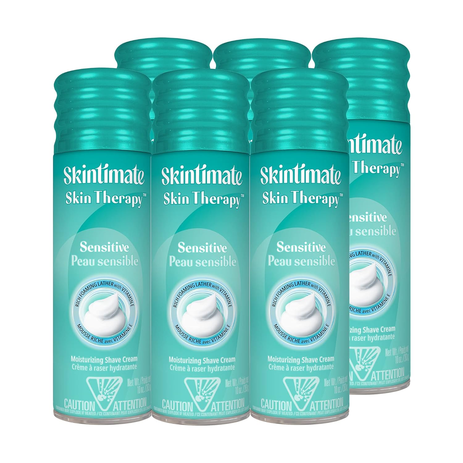 Skintimate Skin Therapy Moisturizing Shave Cream For Women Sensitive Skin With Vitamin E - 10 Ounce (Pack Of 6)