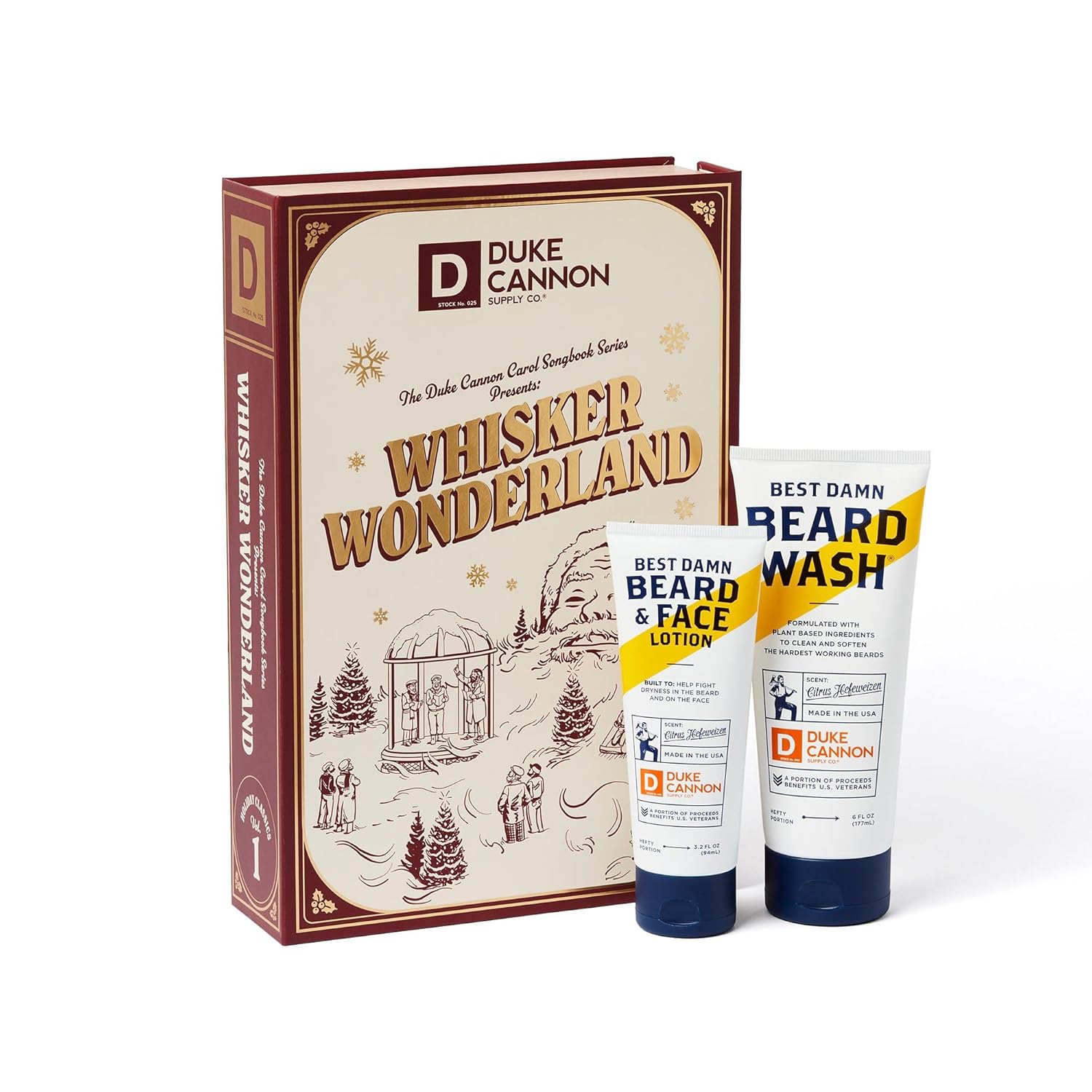 Duke Cannon Supply Co. Holiday Whisker Wonderland Gift Set - Best Beard & Face Lotion And Beard Wash For Men, Hydrating, Moisturizing, Soothing, Citrus Scent, Paraben & Sulfate-Free
