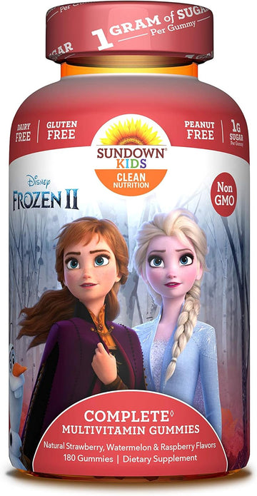 Sundown Kids Disney Frozen 2 Multivitamin Gummies, Vitamins A, C, D, E, Gluten-Free, Dairy-Free, Peanut-Free, 180 Count