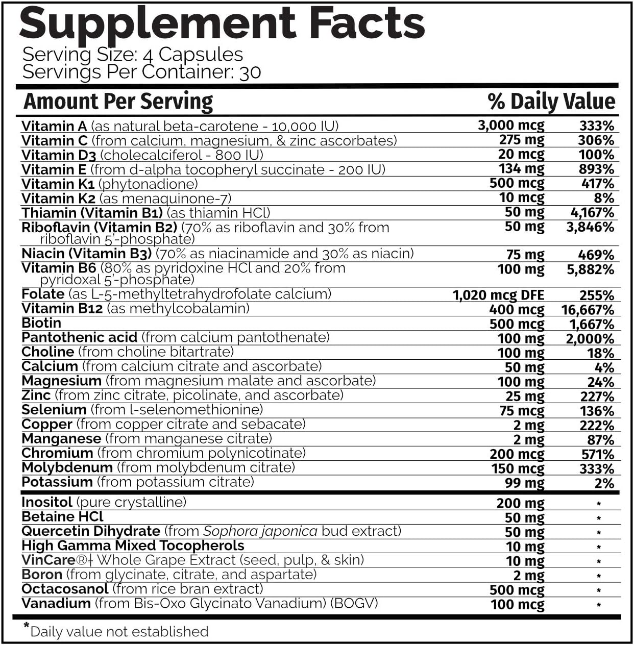 Multi Two (120 Capsules) - Advanced, Full-Spectrum Multivitamin, Mineral, and Cofactor Formula - Coenyzme Vitamins - Veggie Caps : Health & Household