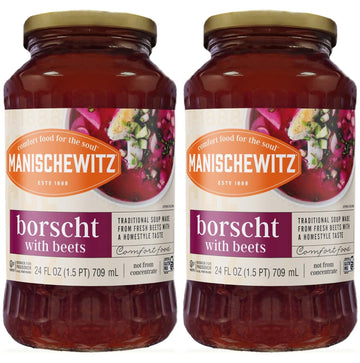 Manischewitz Borscht with Beets 24 Oz (Pack of 2) Tasty & Refreshing, Kosher for Passover