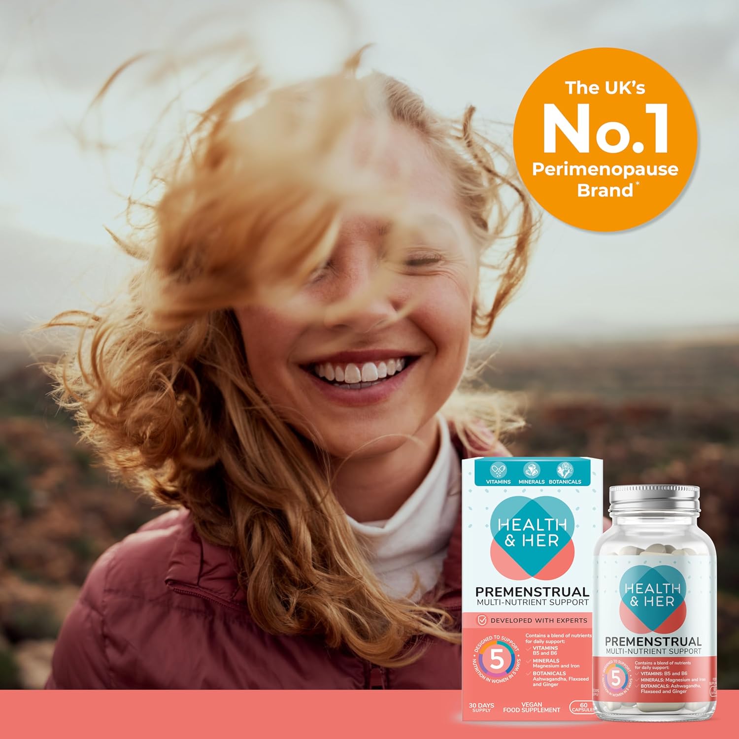 Health & Her Premenstrual Supplements for Women - with Ashwagandha, Flaxseed and Ginger Root - 1 Month Supply, 60 Capsules - Vegan & Gluten Free : Amazon.co.uk: Health & Personal Care