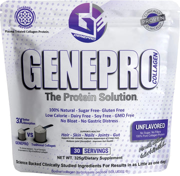 Musclegen Research Genepro Unflavored Protein Powder With Collagen Peptides - Lactose-Free, Gluten-Free Protein Supplement Shake For Hair, Skin And Nails (30 Servings)